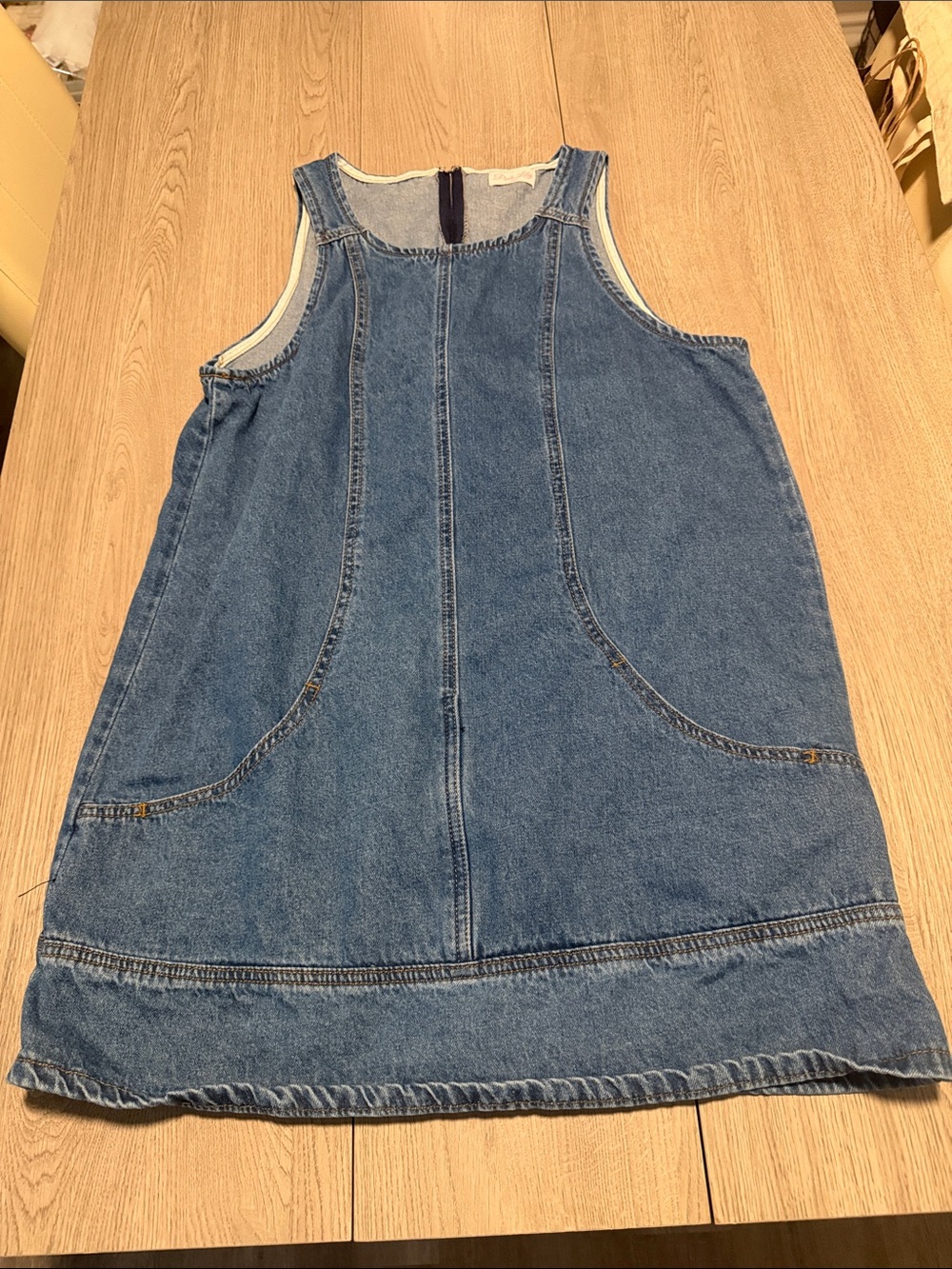 Pink Lily Denim Asymmetrical Pocket Dress in Blue